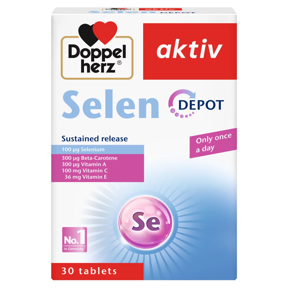 Illustration of the product packaging Doppelherz aktiv Selen front view